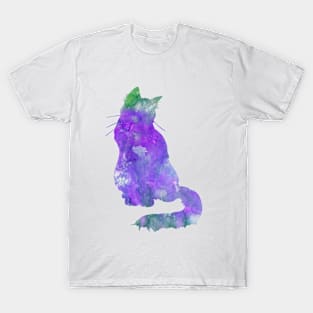 Purple Cat Watercolor Painting T-Shirt